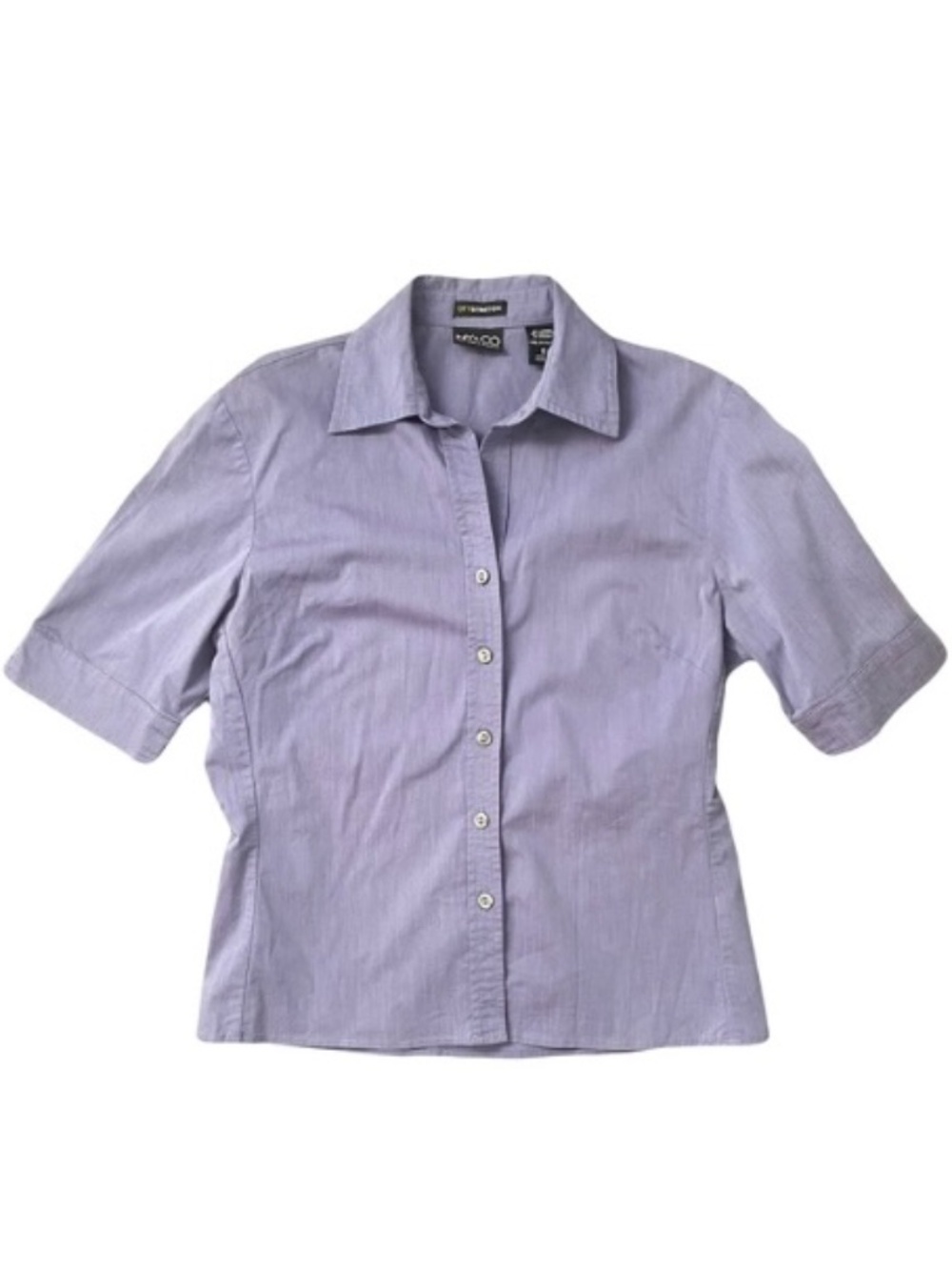 New York & Company Short Sleeve Button Down Shirt S Purple